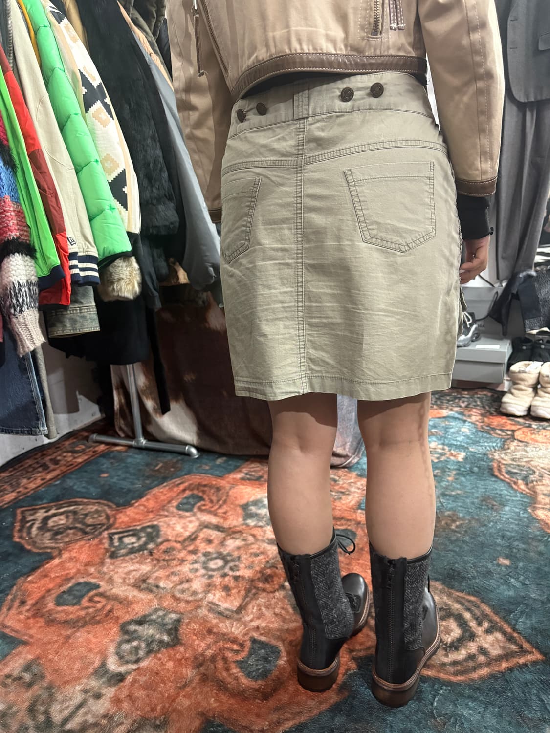 TTF✳️빈티지 밀리터리 셔링 포켓 스커트 상품이미지3