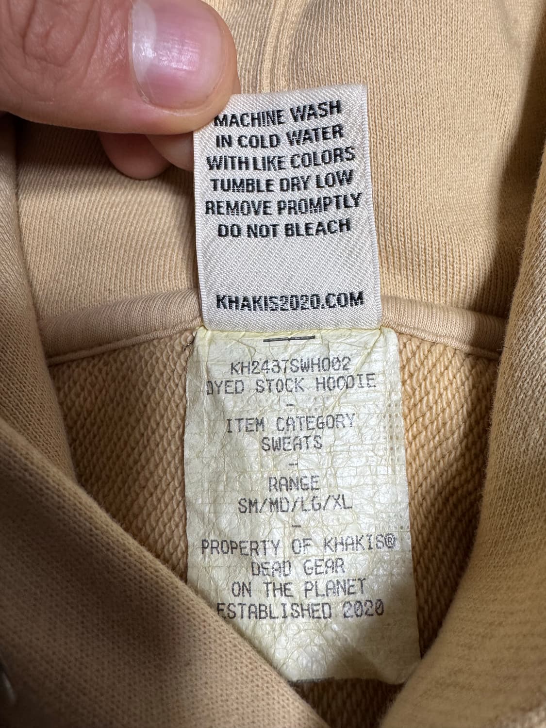 카키스 khakis dyed stock hoodie pale yellow 상품이미지2