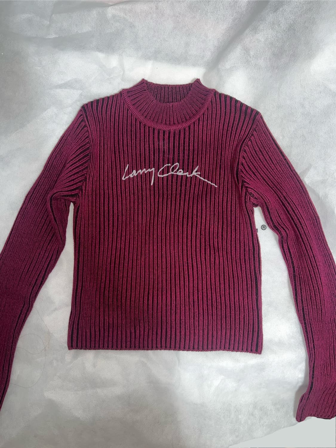 니트) 슬림핏 골지 니트 (레드) / 래리클락 시그니처 로고 크롭 니트 상품이미지2