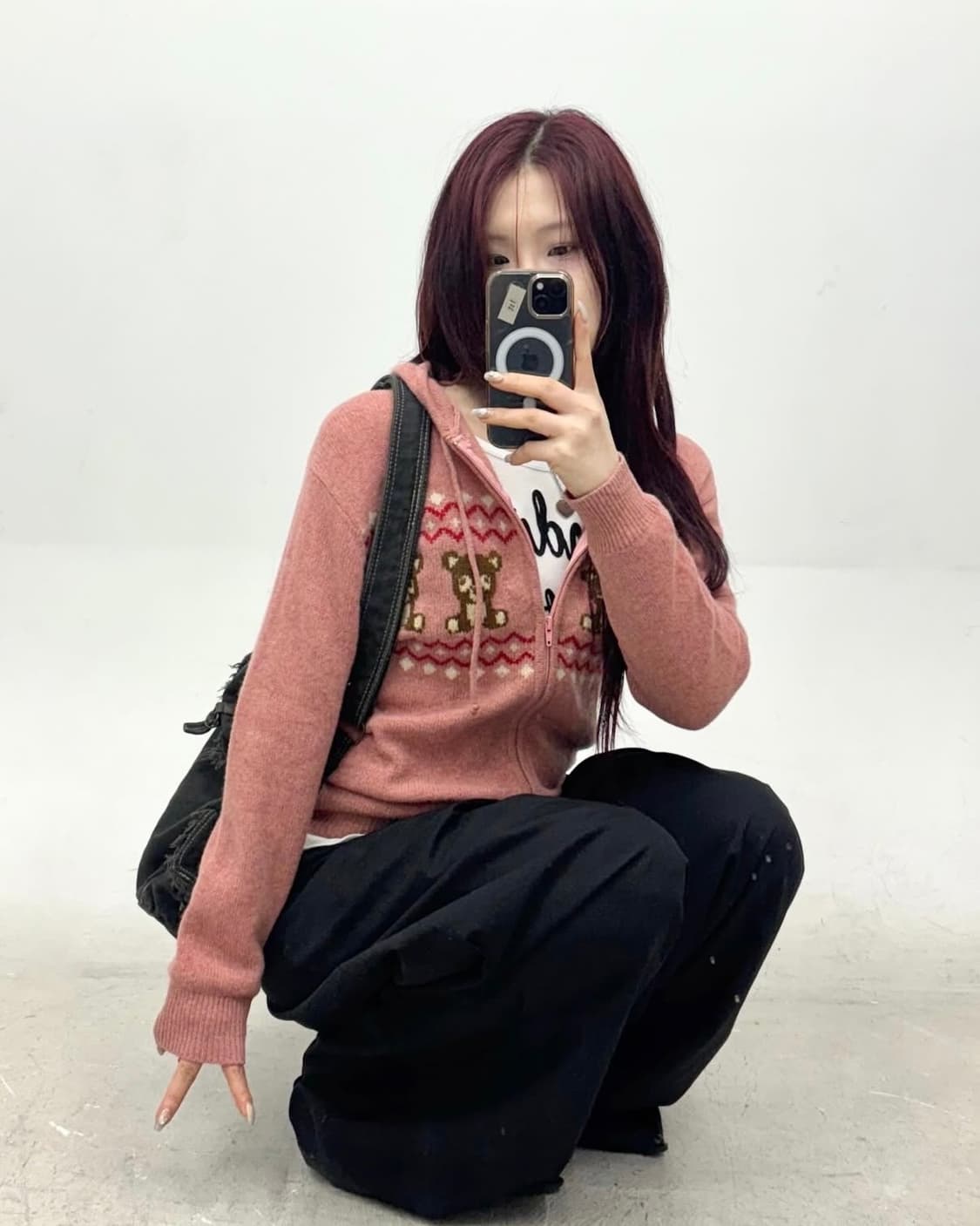 Teddy Bear Embroiddered Knit Zip-Up 상품이미지3