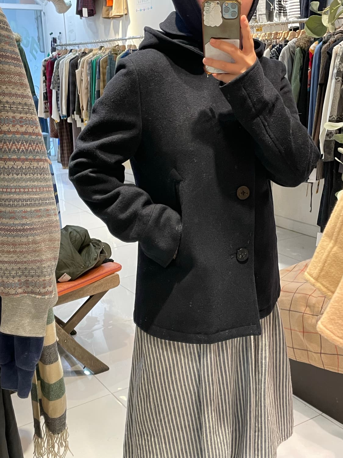 Coen 둥근카라 후드울코트 상품이미지2