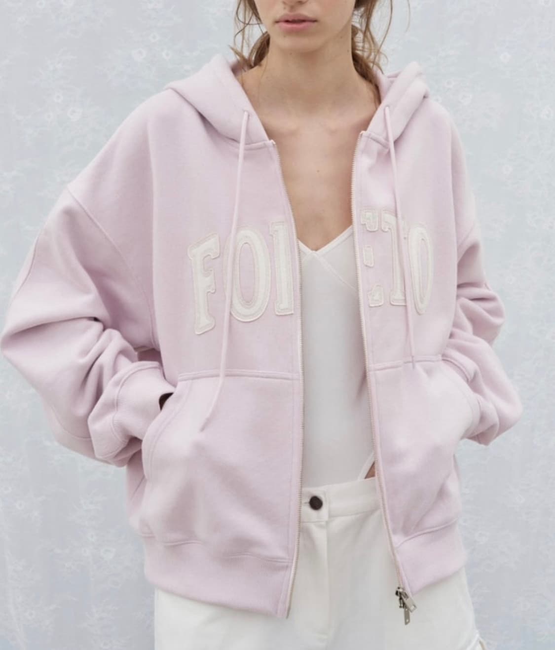 (새상품)Foeto 포에토 마가린 패치 후드집업 핑크 상품이미지2