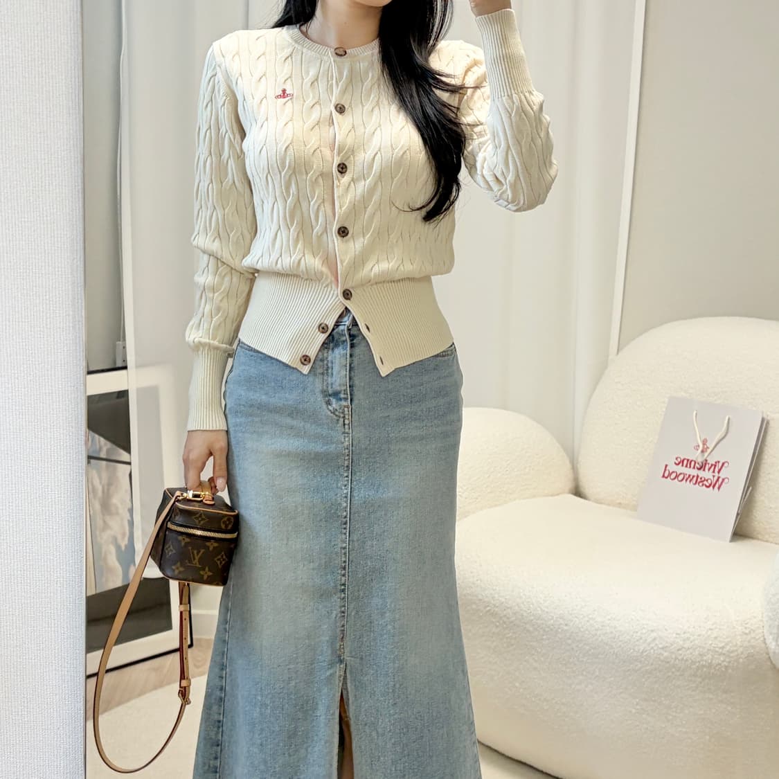 새상품 비비안웨스트우드 레드라벨 코튼 케이블 가디건 상품이미지8