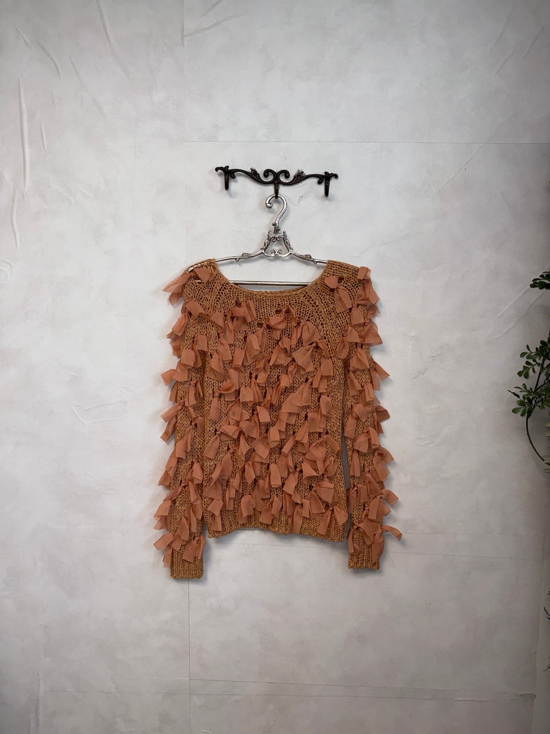 Mute orange ribbon trimmed loose knit 상품이미지2