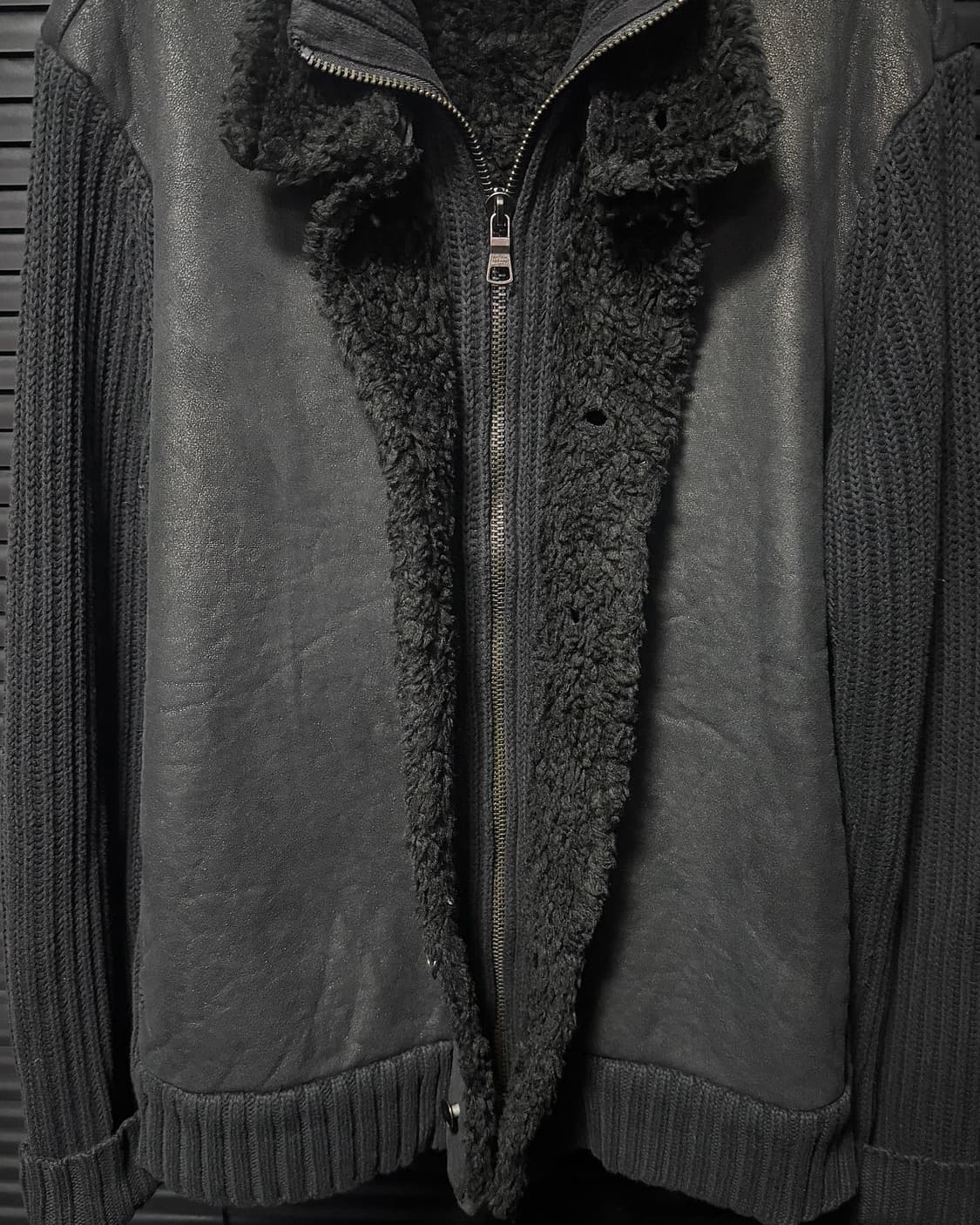 아르마니 블랙 레더 가죽 스웨터 니트 하이넥 가디건 집업 락 고스펑크 상품이미지8