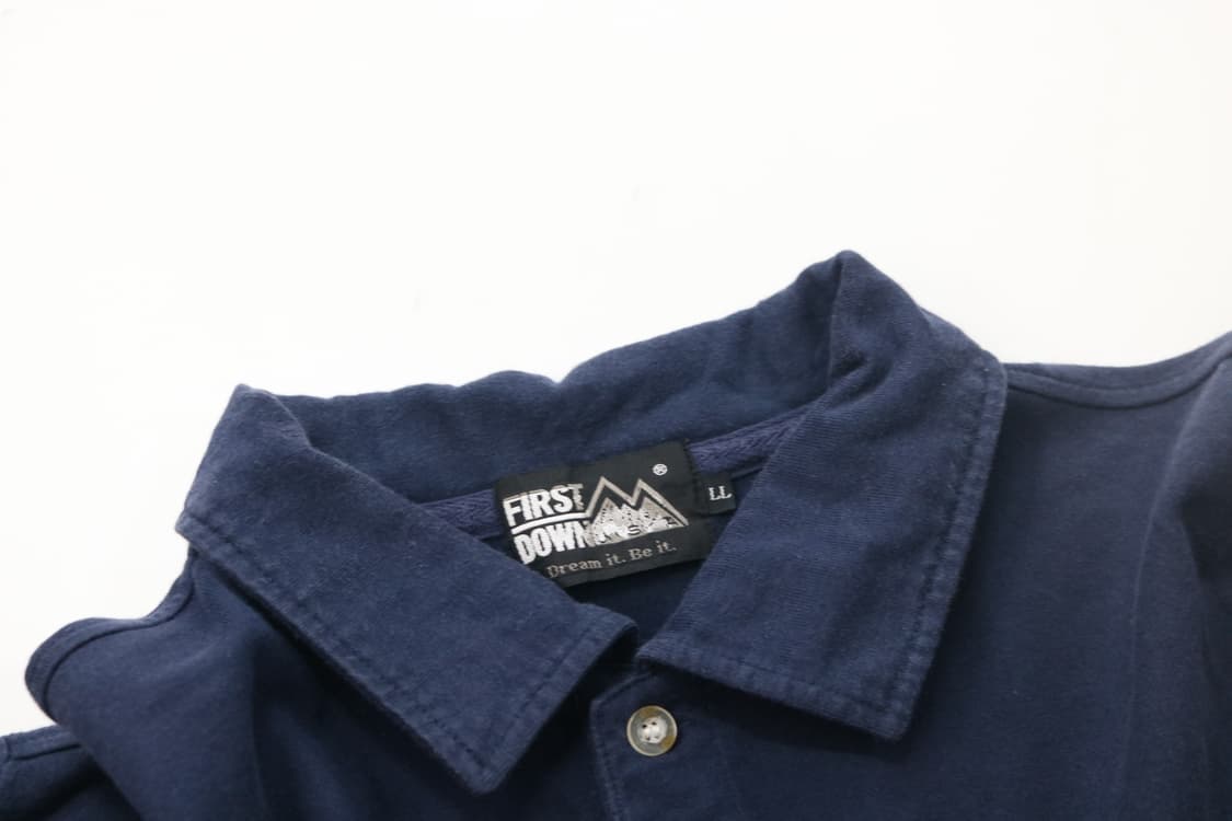 퍼스트다운 빈티지 가로 스트라이프 포인트 네이비 카라 티셔츠 (LL) 상품이미지4