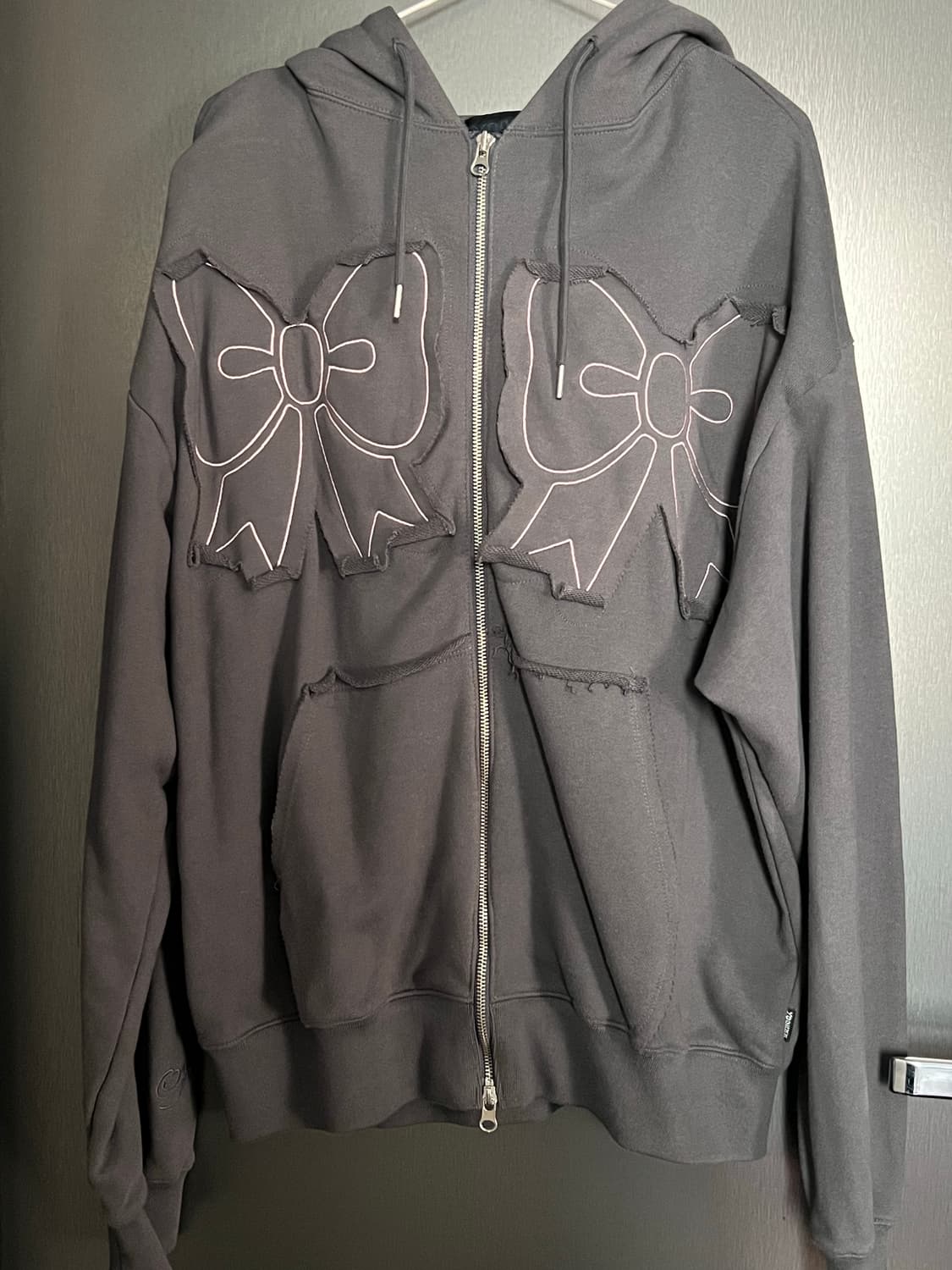 유희 리본 후드집업 차콜 Free 상품이미지3