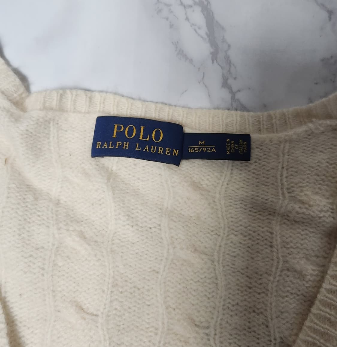 폴로 랄프로렌 아이보리 꽈배기 브이넥 니트 상품이미지4