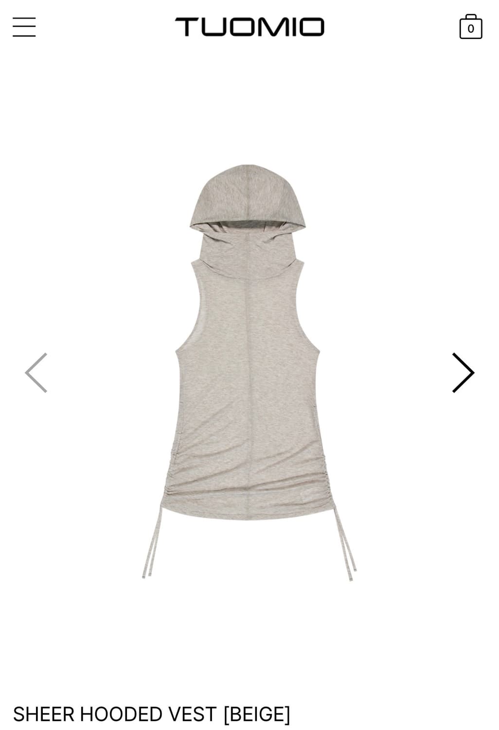 뚜오미오) Sheer Hooded Vest BE 2 상품이미지1