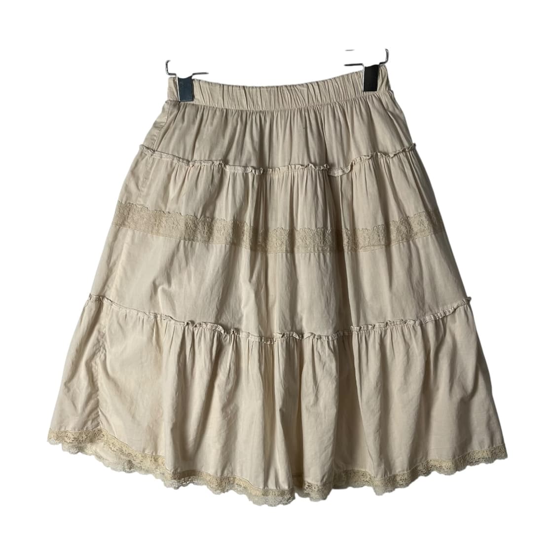 [JPN] 빈티지 모리걸 크로쉐 레이어드 미디스커트 상품이미지1