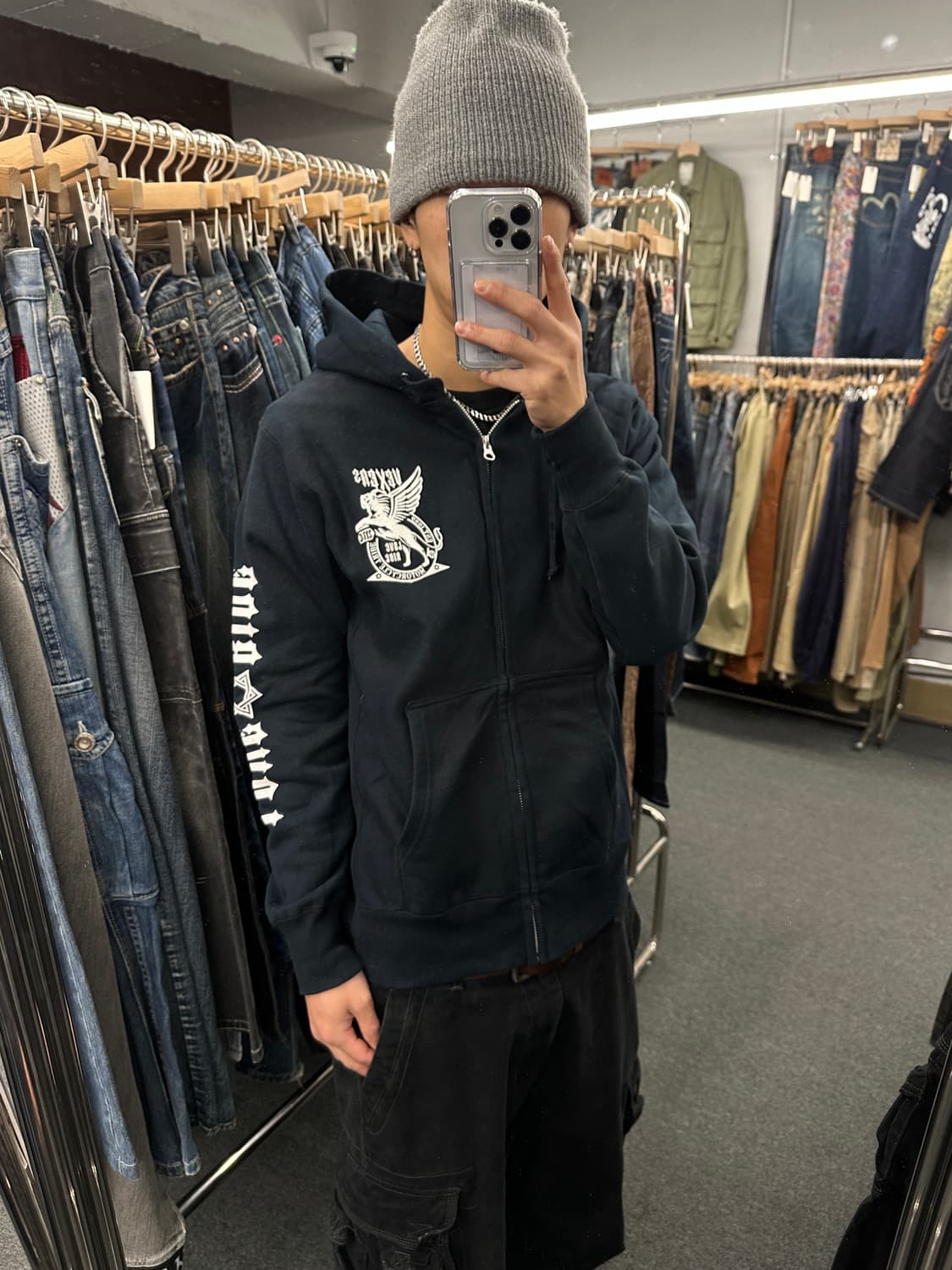 L) 재패니즈 빈티지 모터사이클 프린팅 후드집업 상품이미지1