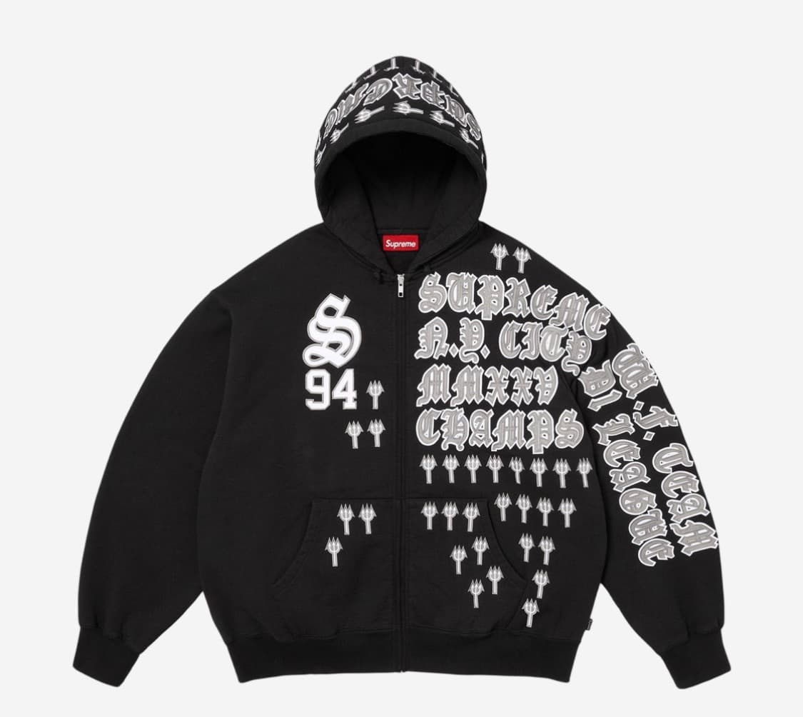 슈프림 리그 챔스 집업 후드 스웨트셔츠 블랙 - 25FW 상품이미지1