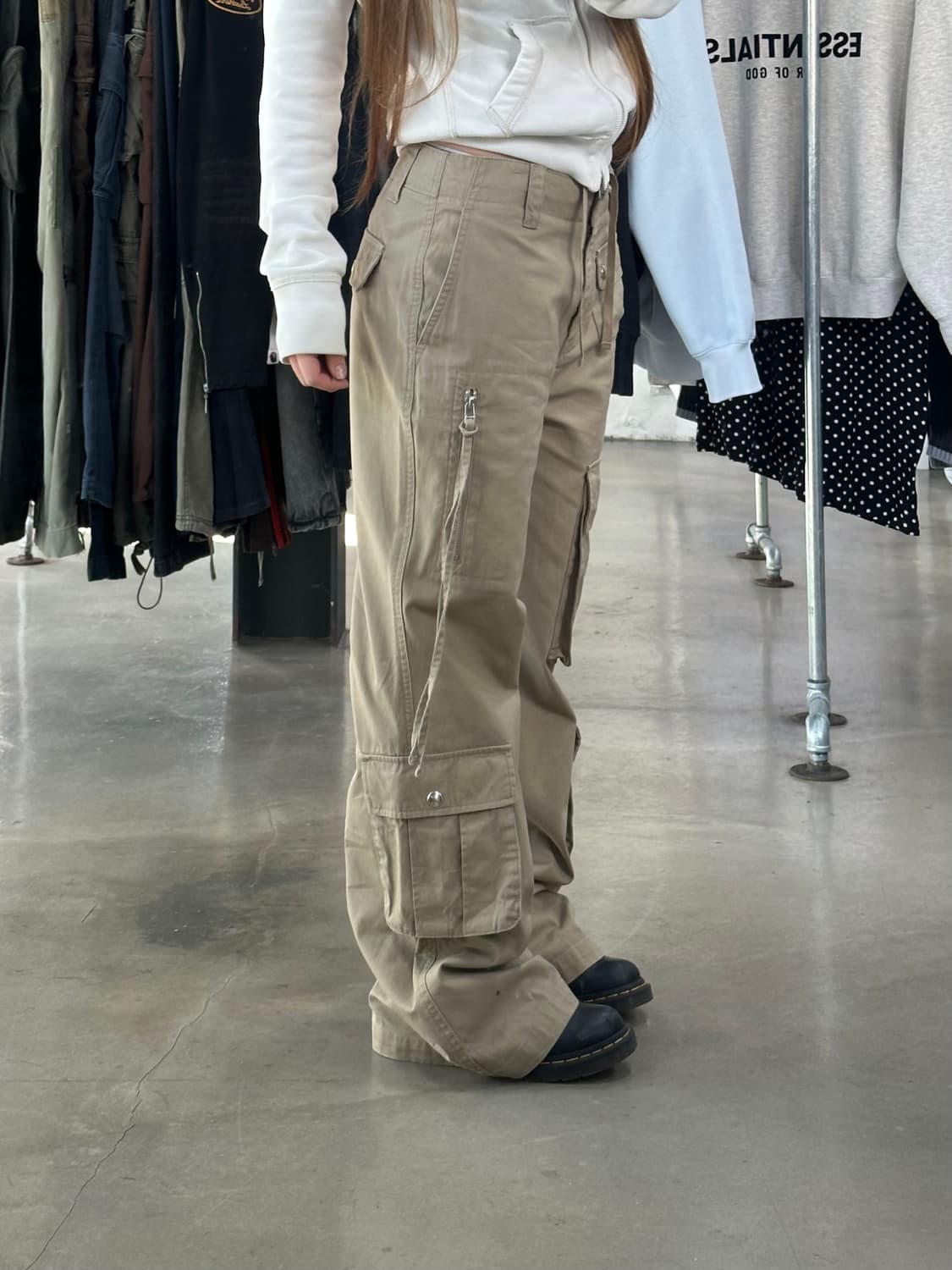 빈티지 와이드부츠컷 카고팬츠 샌드베이지 상품이미지3