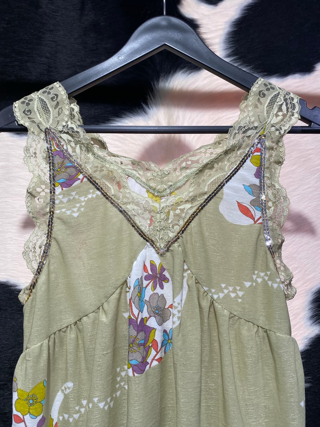 Japanese vtg 모리 레이스 셔링 캐미솔 탑 상품이미지2