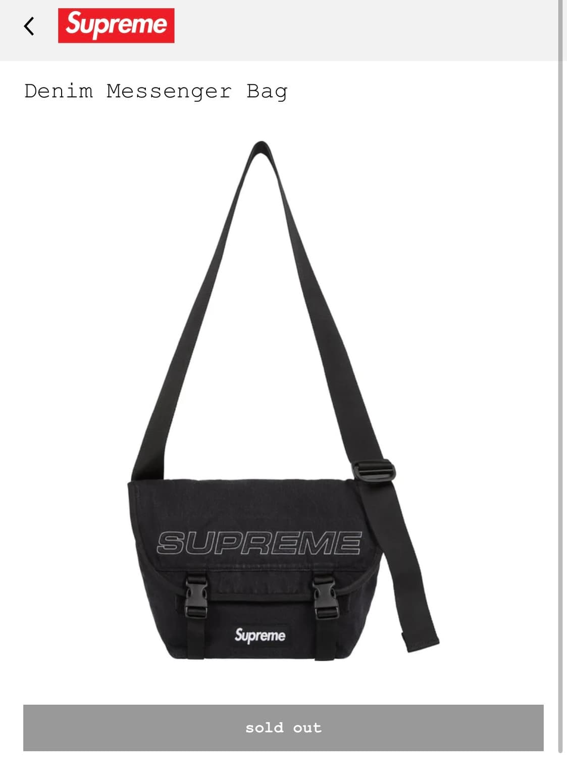 25f/w 슈프림 supreme 흑청 메신저백 상품이미지1