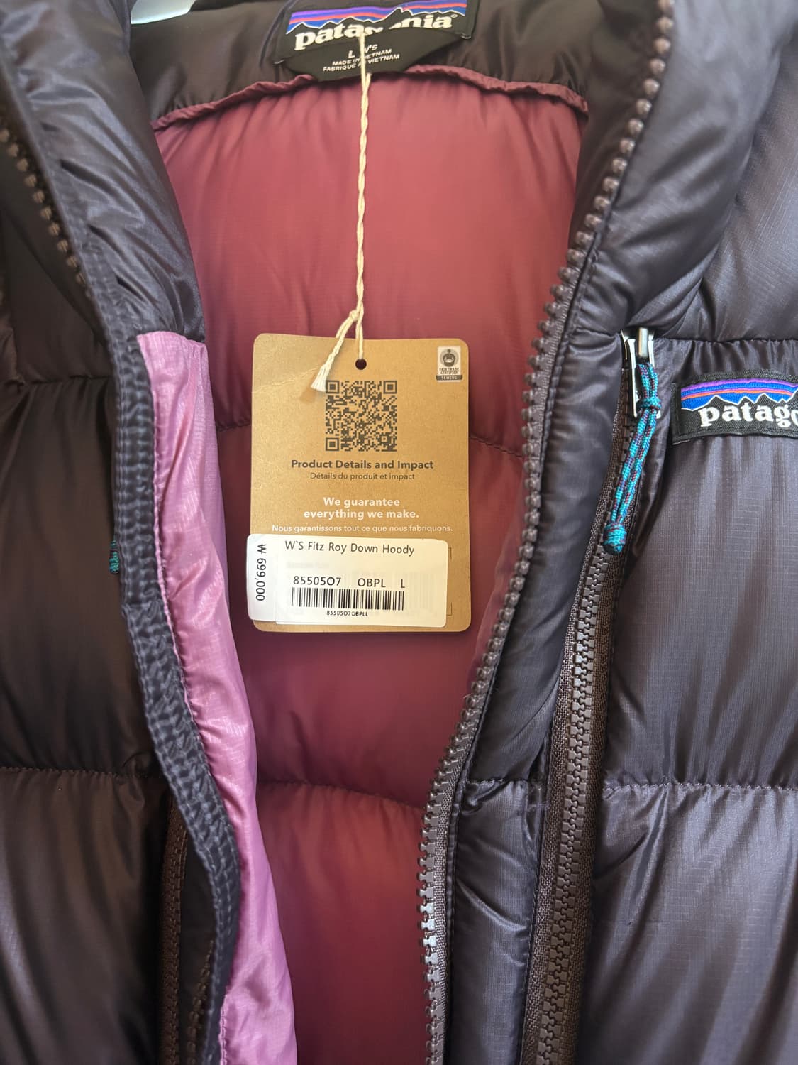 파타고니라 피츠로이 구스다운 딥퍼플 새상품 상품이미지4