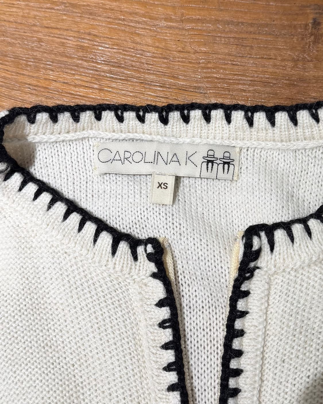 빈티지 캐롤리나 케이 아이보리 배색 니트 집업 가디건 상품이미지7