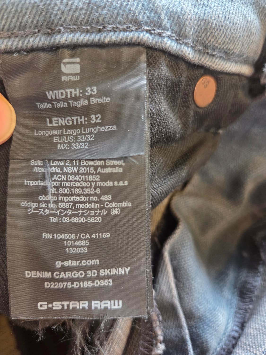 G-STAR 청색 데님 카고 바지(W33/L32)디피용 /택없음 상품이미지8