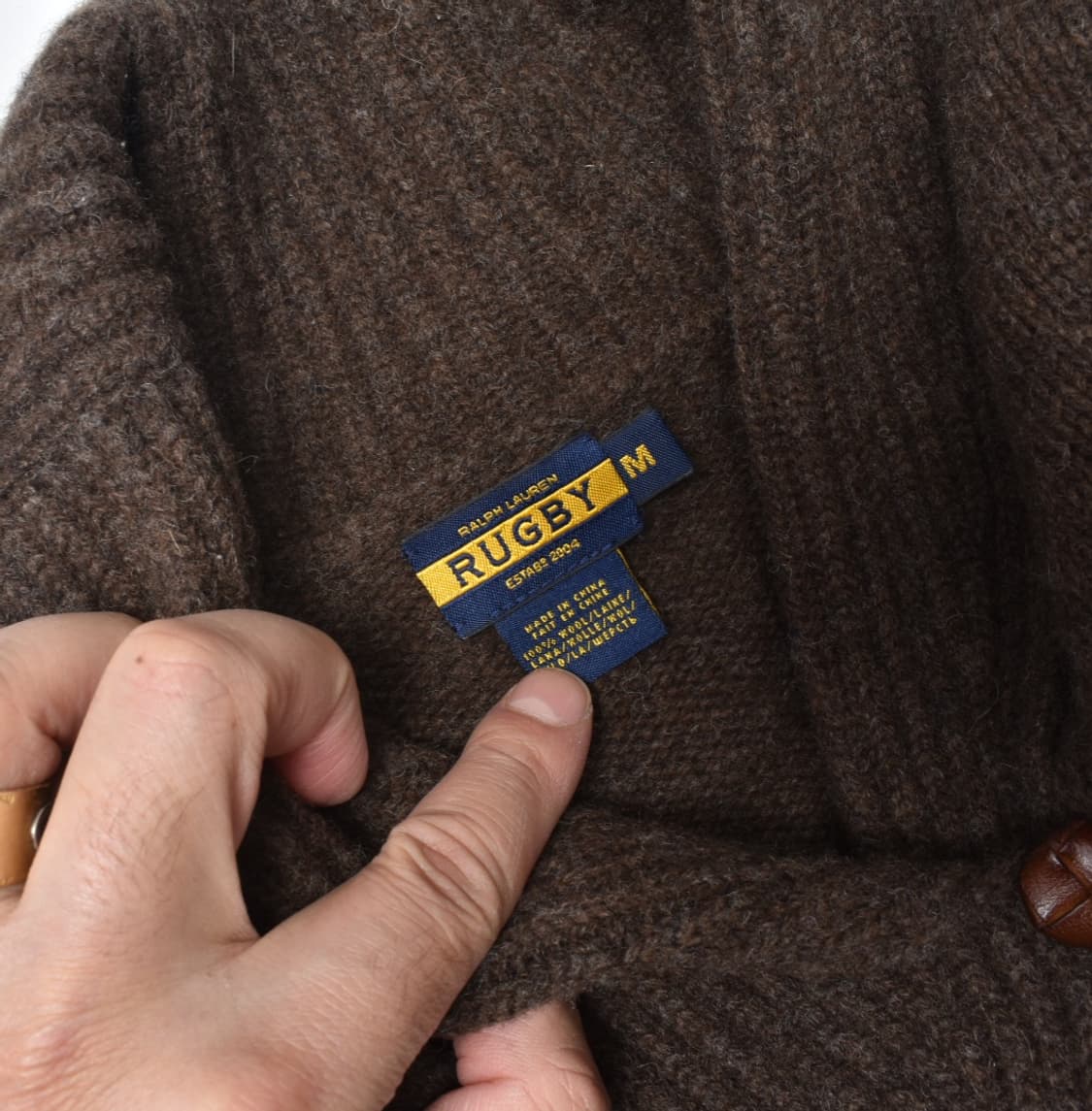  폴로 랄프로렌 럭비 스웨이드 패치 풀카라 니트 가디건 M N0636 상품이미지3