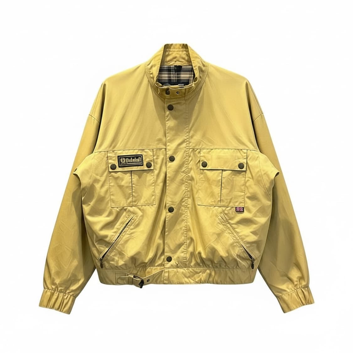 벨스타프 모터사이클 필드 자켓 앞면 로고4포켓 벨티드 디테일 노랑 상품이미지1