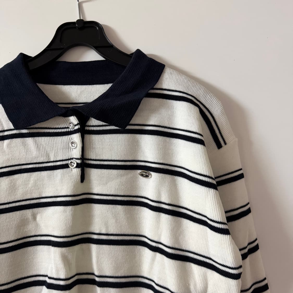 새상품 여자 스트라이프 카라넥 니트 상품이미지2