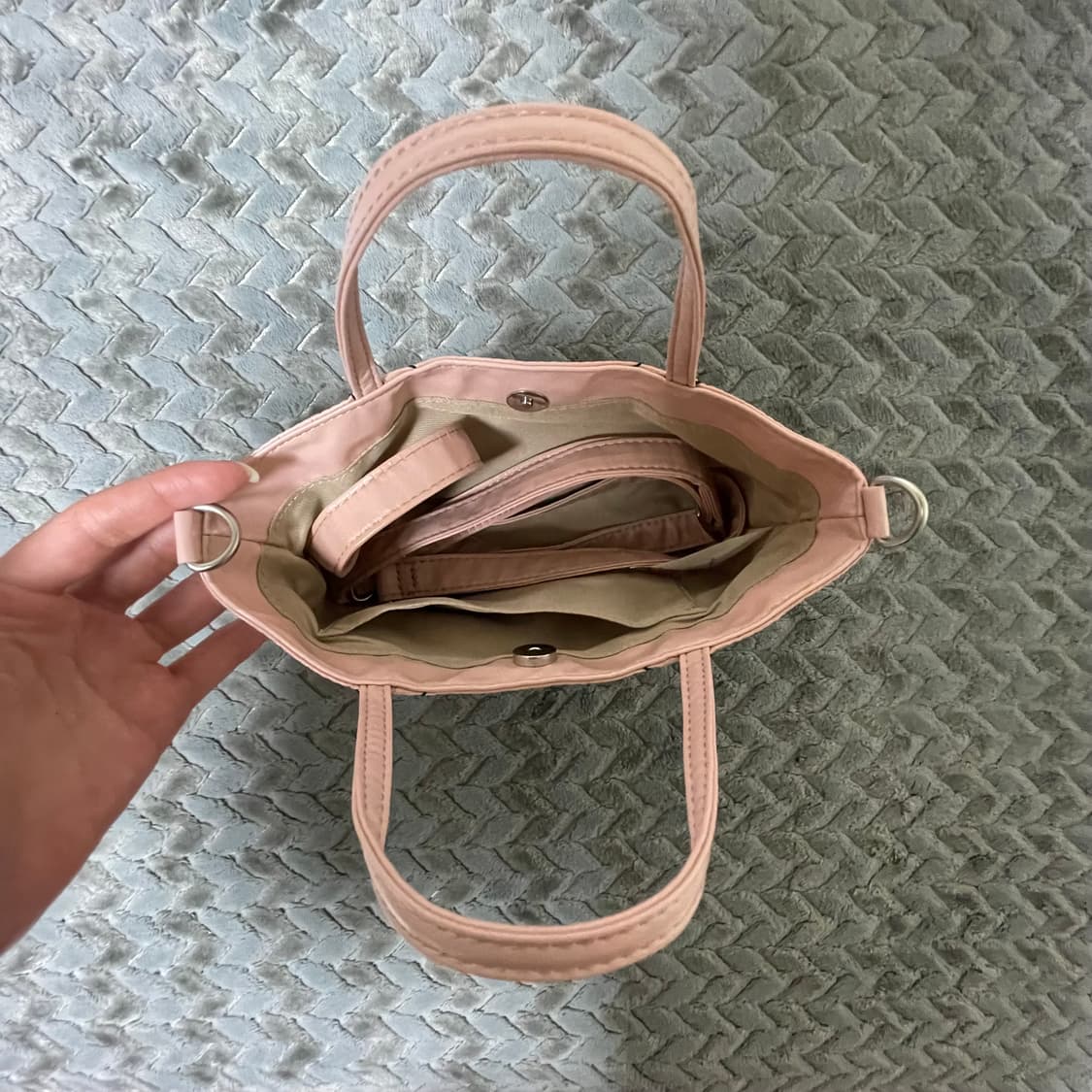 마뗑킴 미니 코팅 토트백 크로스백 핑크 상품이미지6