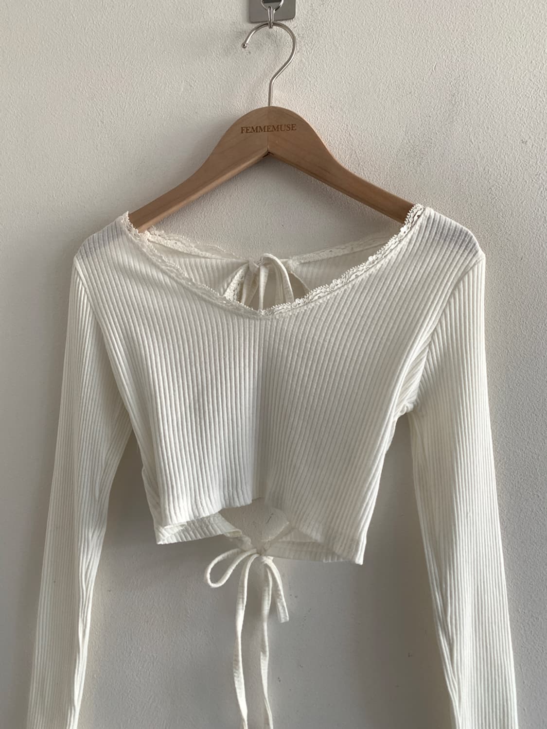 ack ribbon lace v neck t 상품이미지3