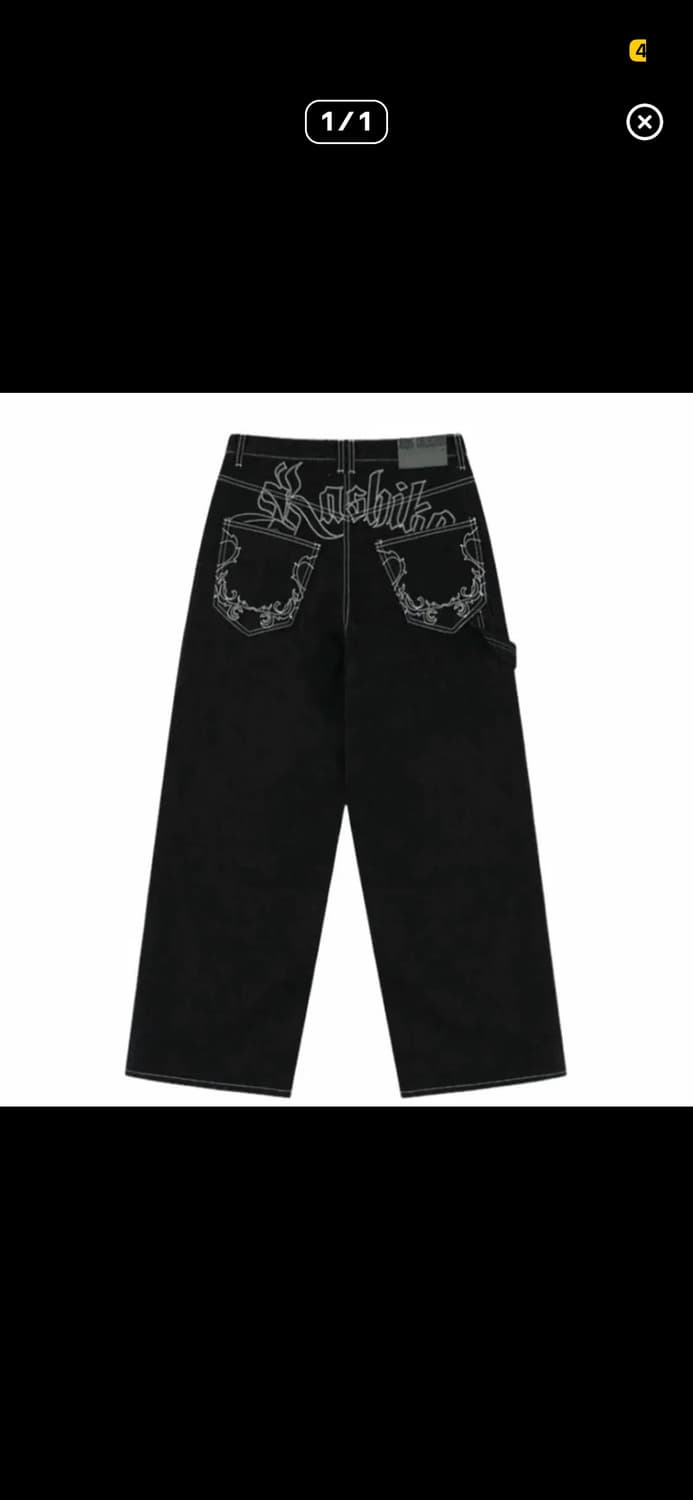 급처)카시코 자수 논페이드 데님 팬츠 블랙 S 아캄 미스치프 보헤미안서울 상품이미지6