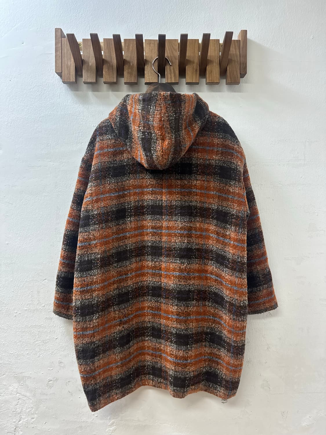 일본빈티지 GOLDEN BEAR 골든베어 체크 후드 울 혼방 코트 상품이미지4