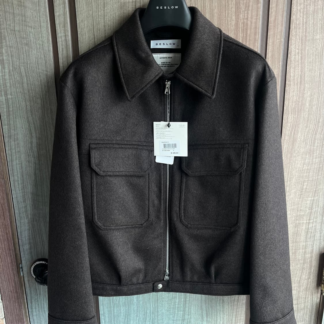 [새상품]비슬로우 캐시미어 밀리터리 집업 자켓 다크브라운 상품이미지1