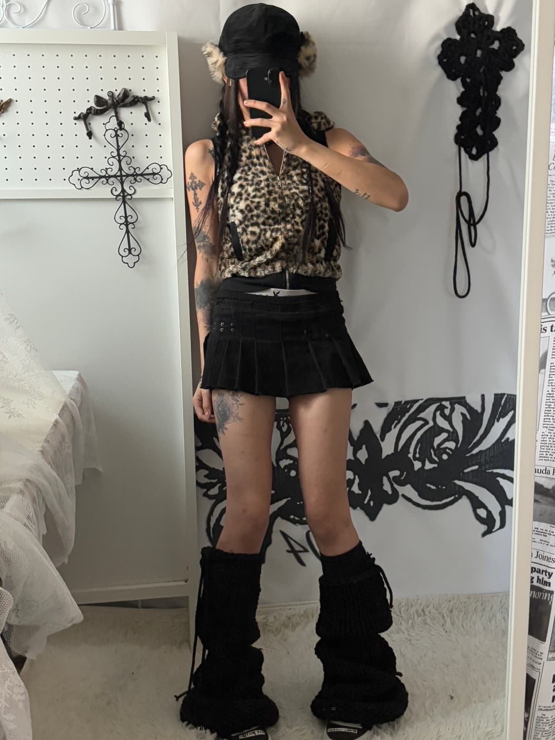 • Leopard Fake Fur Hooded Vest 상품이미지3