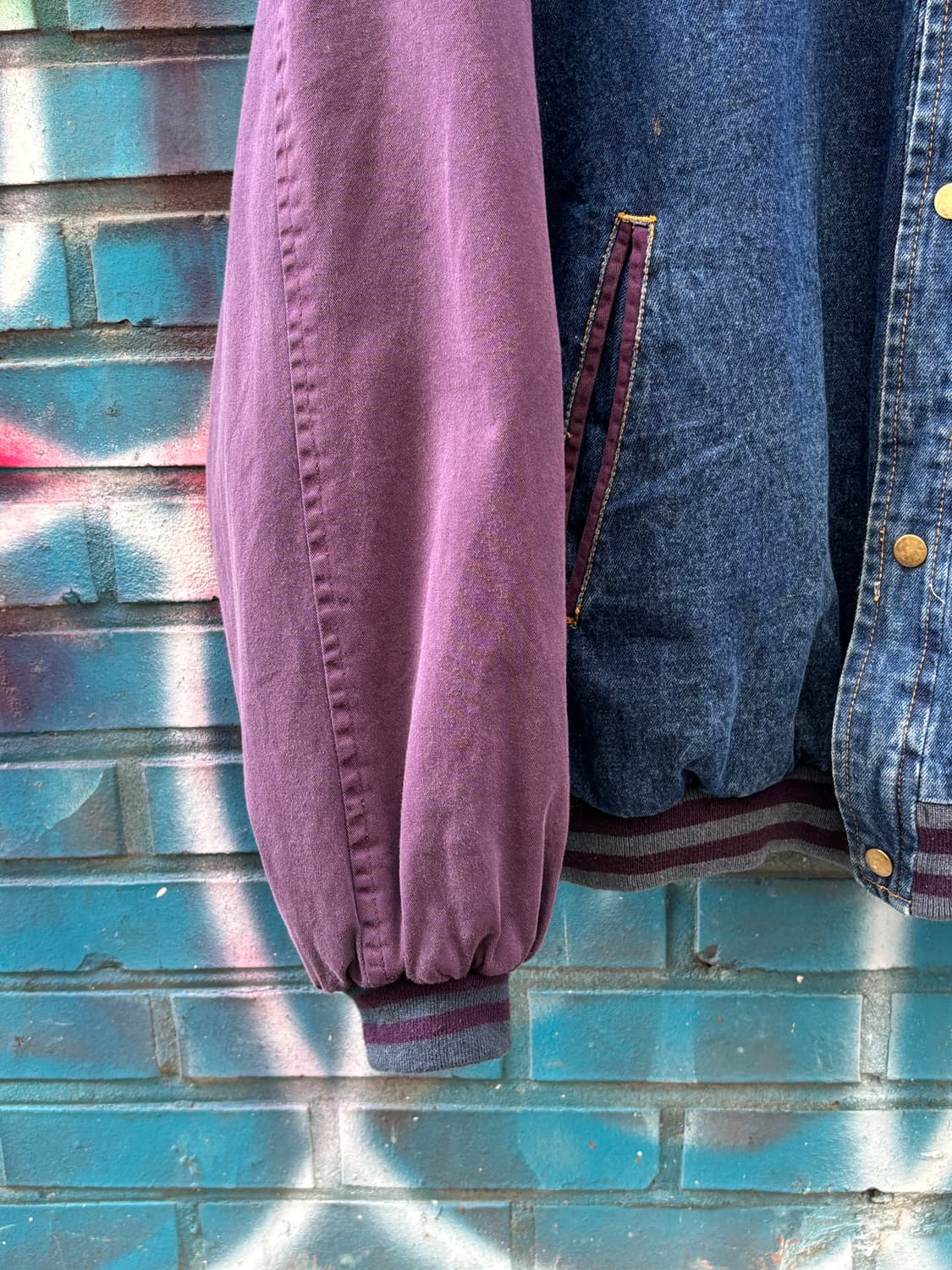 (XL) AMB 빈티지 데님 바시티 자켓 상품이미지4