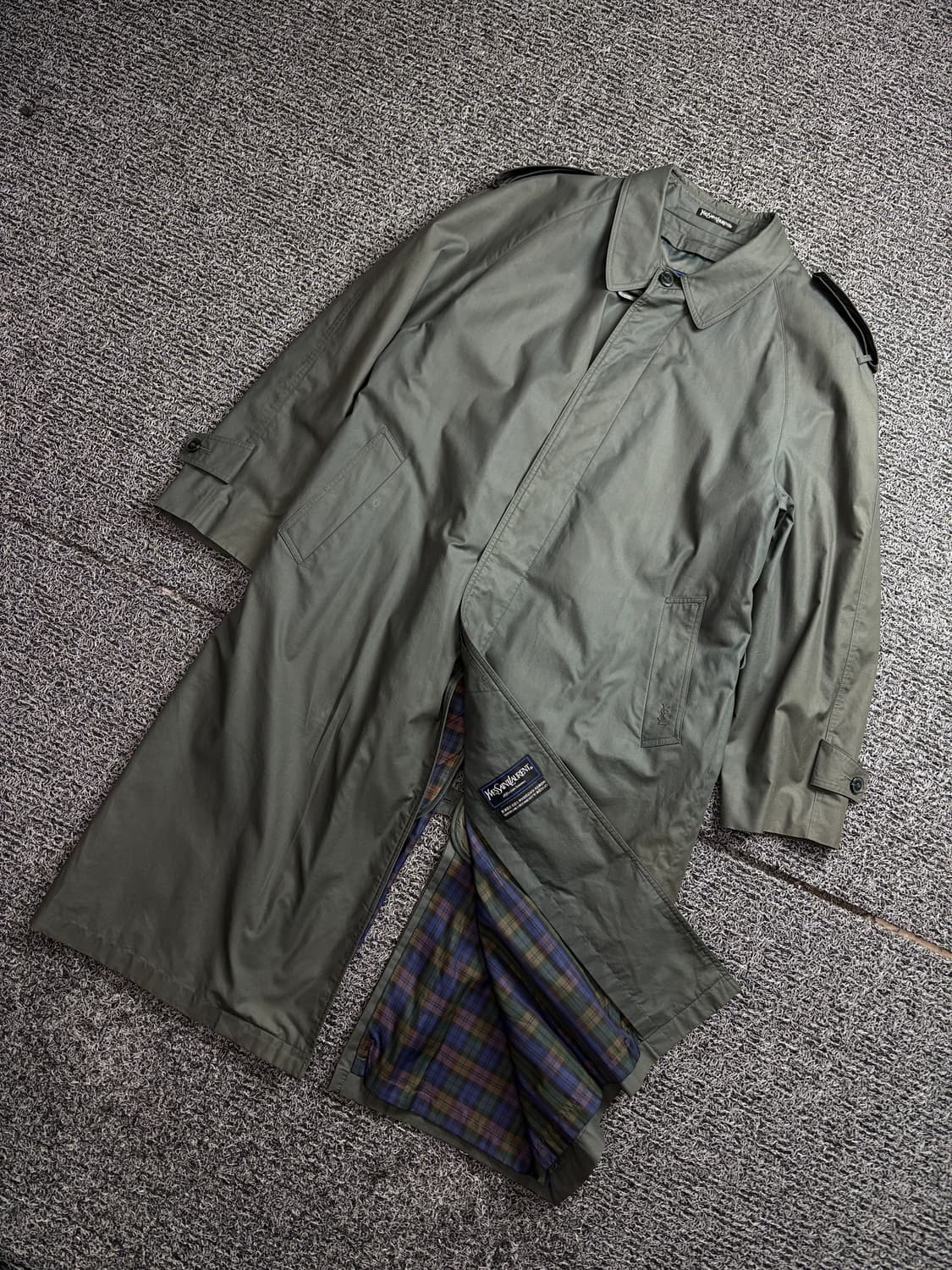 90s YSL 입생로랑 아카이브 내피 싱글 트렌치 코트 2465 상품이미지1