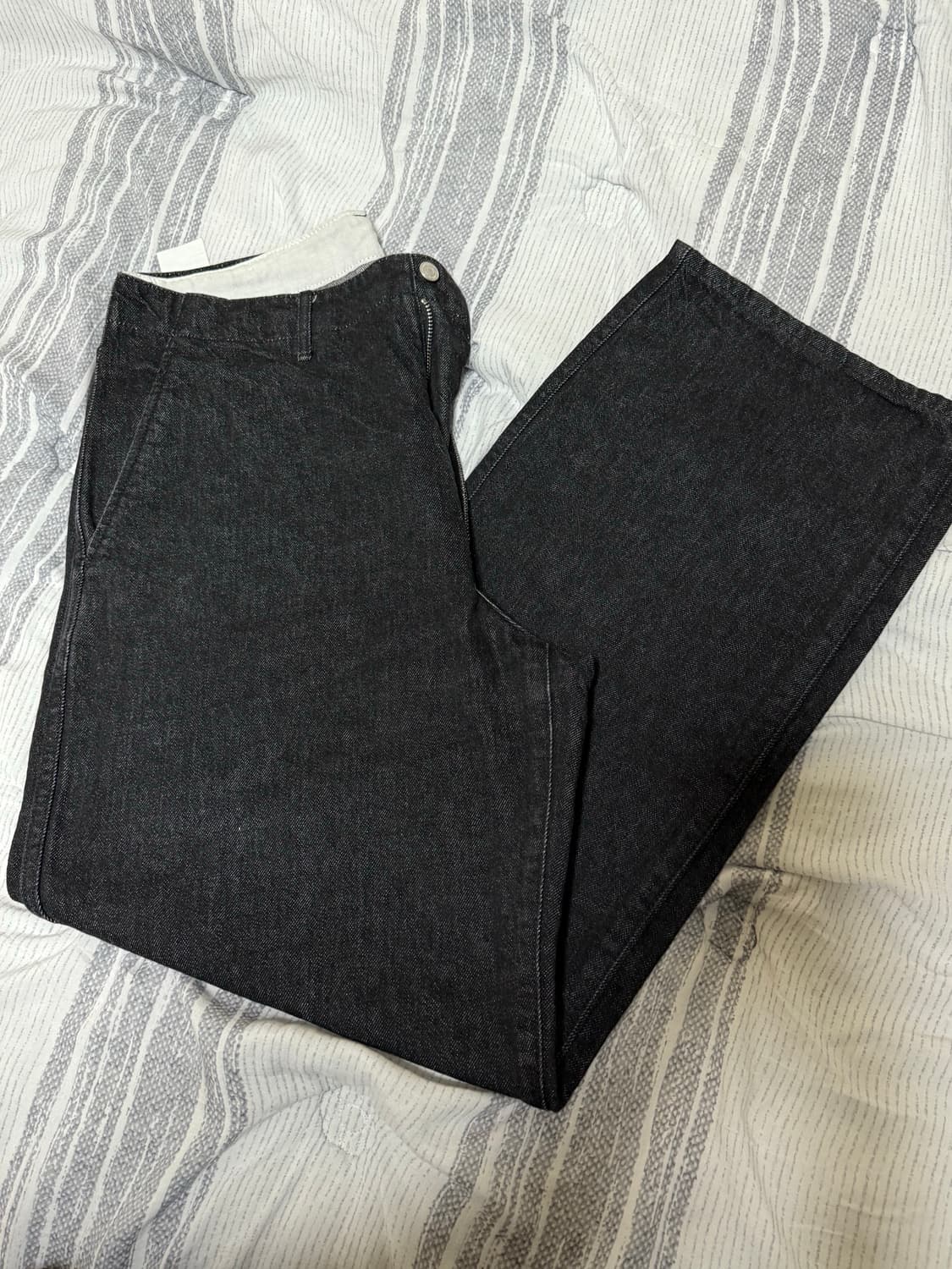 (3, 32) 포터리 원 워시드 와이드 데님 블랙 상품이미지4