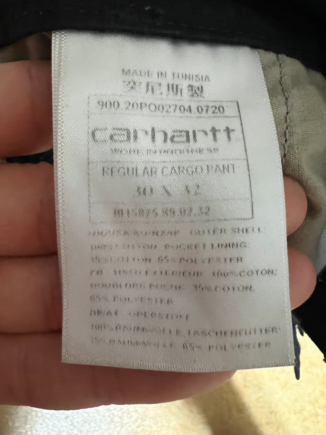 칼하트WIP 레귤러 카고팬츠 콜롬비아 블랙 REGULAR CARGO PA 상품이미지1