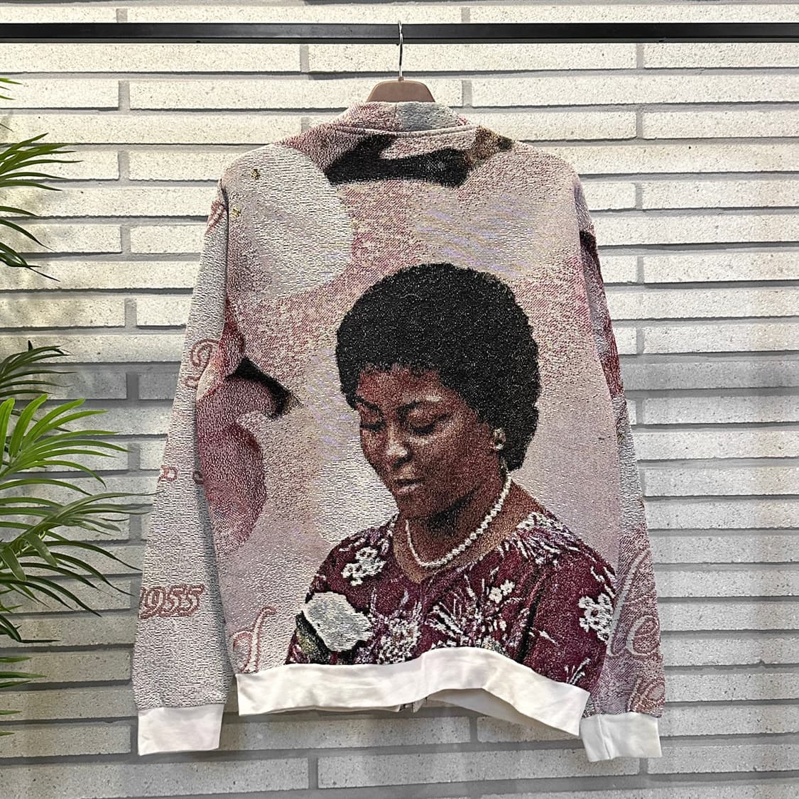 USA VINTAGE 러그 블랭킷 리메이크 가디건 그래픽 패턴 핑크 상품이미지3