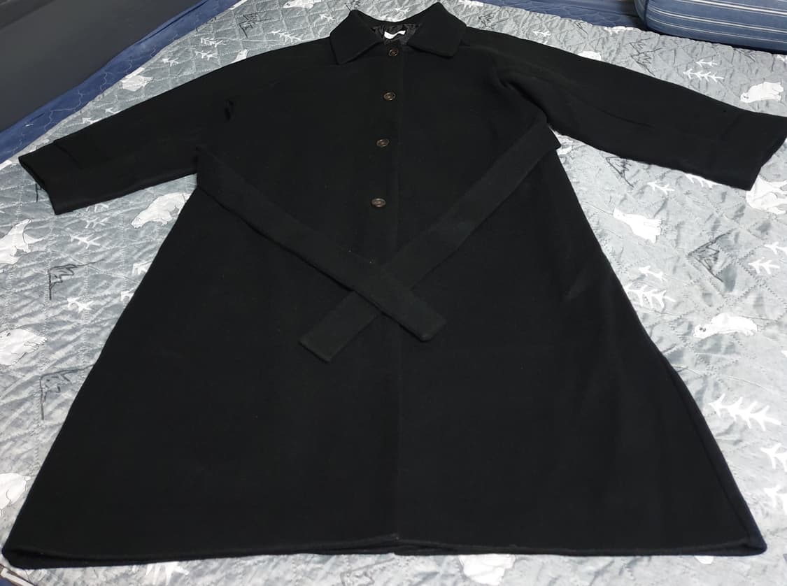 PLAGG 벨티드 비스코스 혼방 울 롱코트 블랙 (F) 상품이미지1