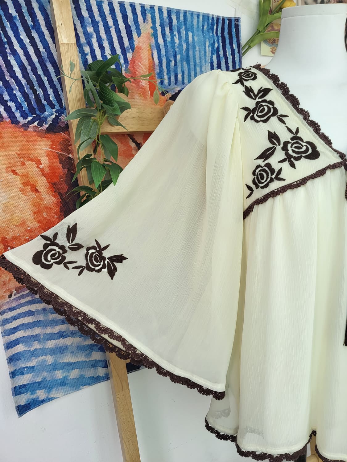 장미 자수 쉬폰 블라우스 빈티지 보헤미안 모리걸 상품이미지6