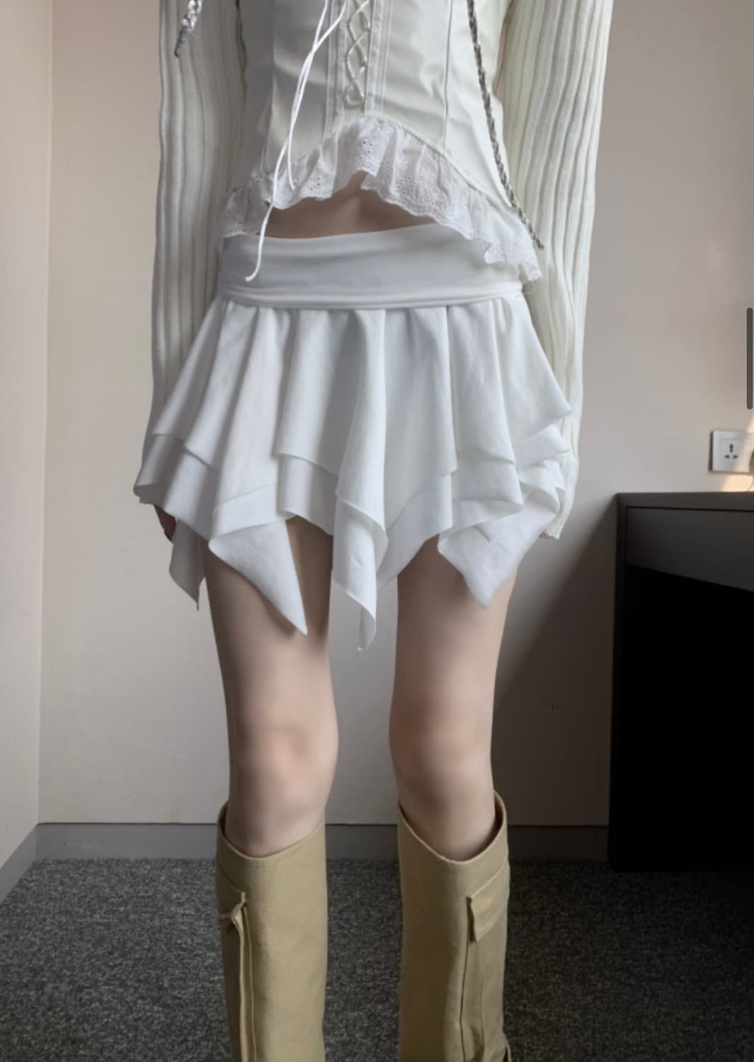 발레리나 화이트 스커트 발레코어 스젠 상품이미지1