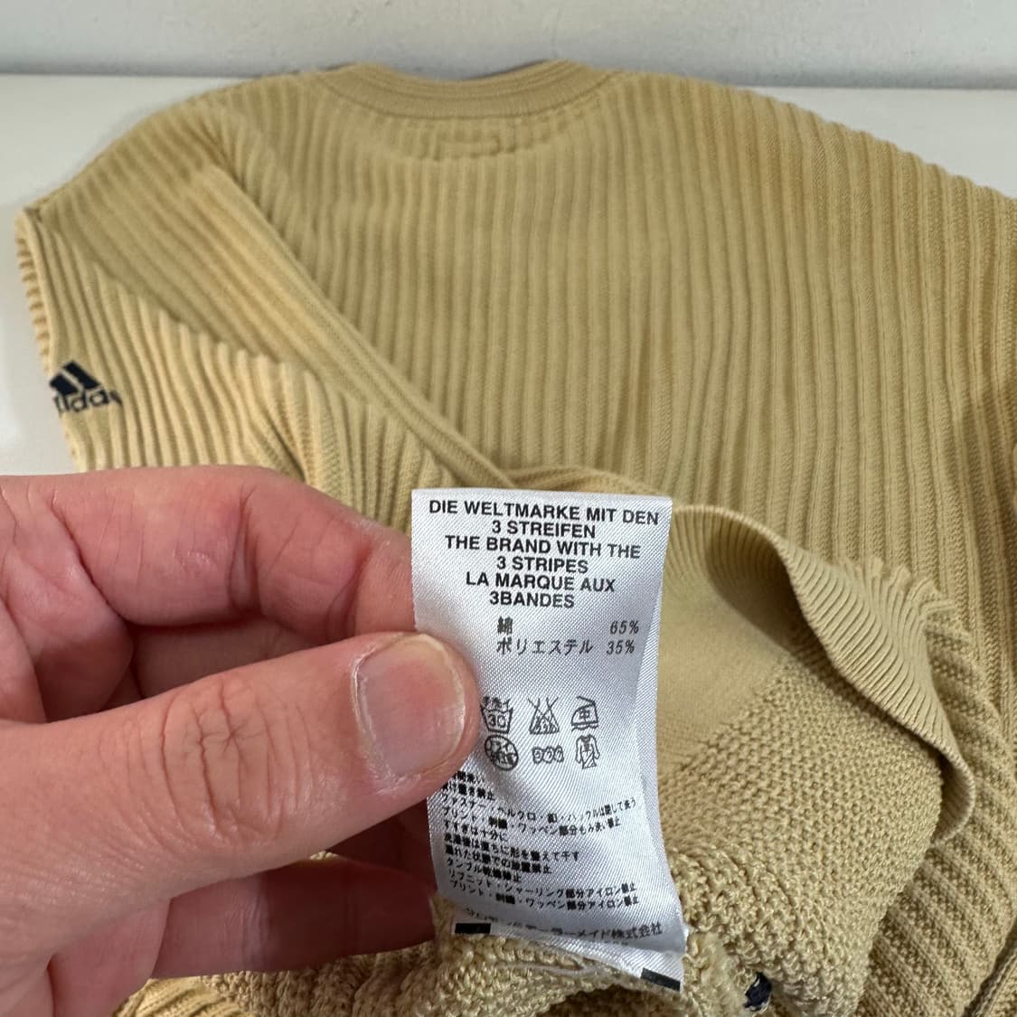 XL 아디다스 라이트겨자 3STRIPES 루즈핏 브이넥면니트 상품이미지6