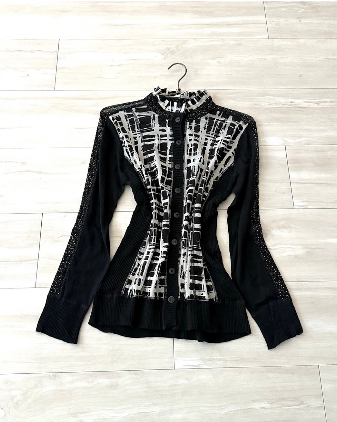 Black Graphic Knit mesh zip-up 상품이미지1