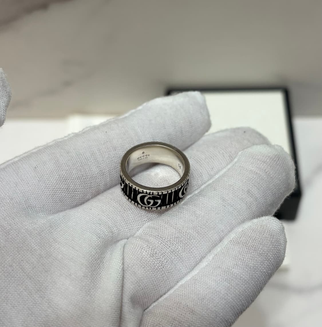 [정품] S급 구찌 더블G 반지 실버 14호 상품이미지4