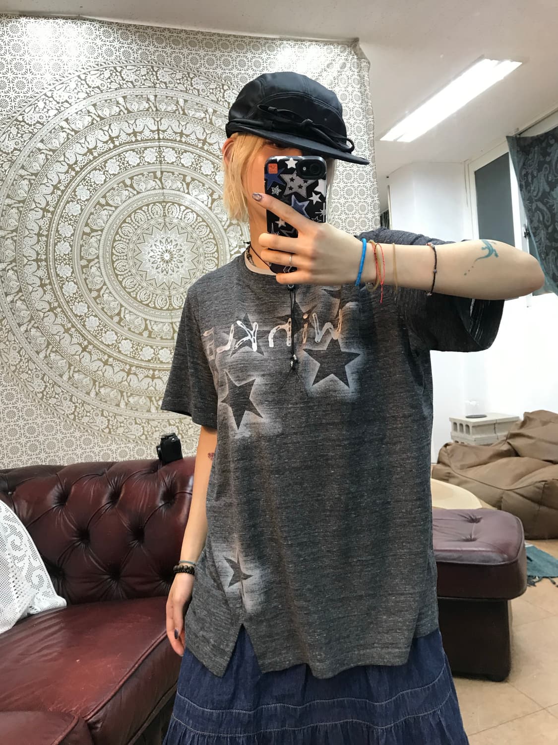 여성 별프린팅 반팔 티  상품이미지1