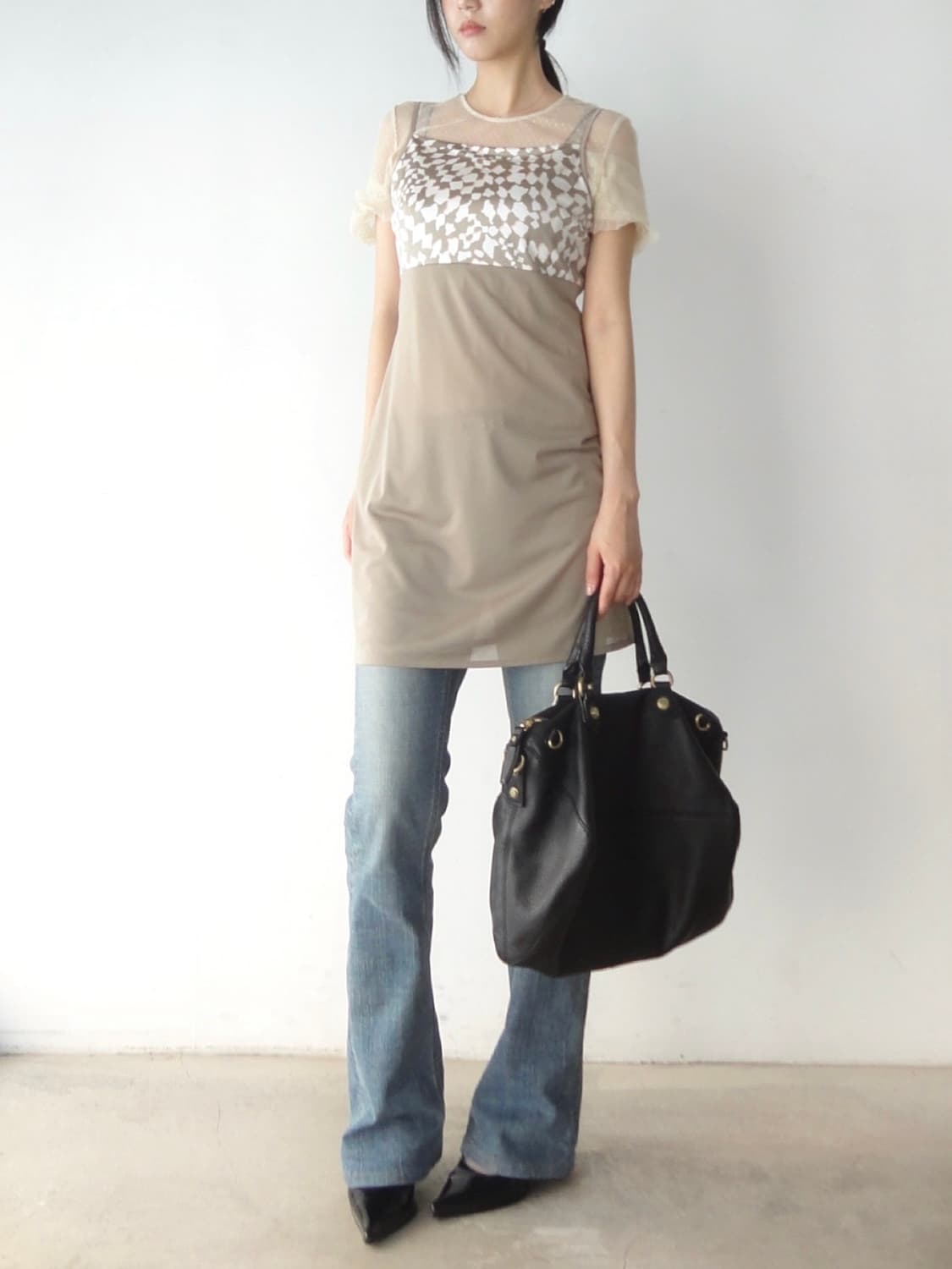 Pebble mix feminine sleeveless / beige 상품이미지5