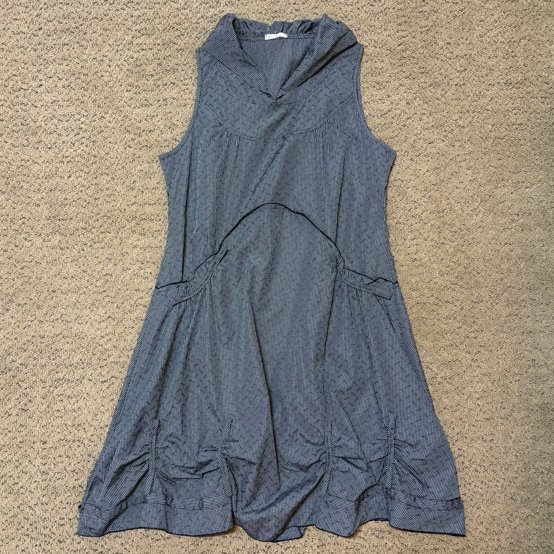 체크 셔링 벌룬 원피스 (L) 상품이미지1