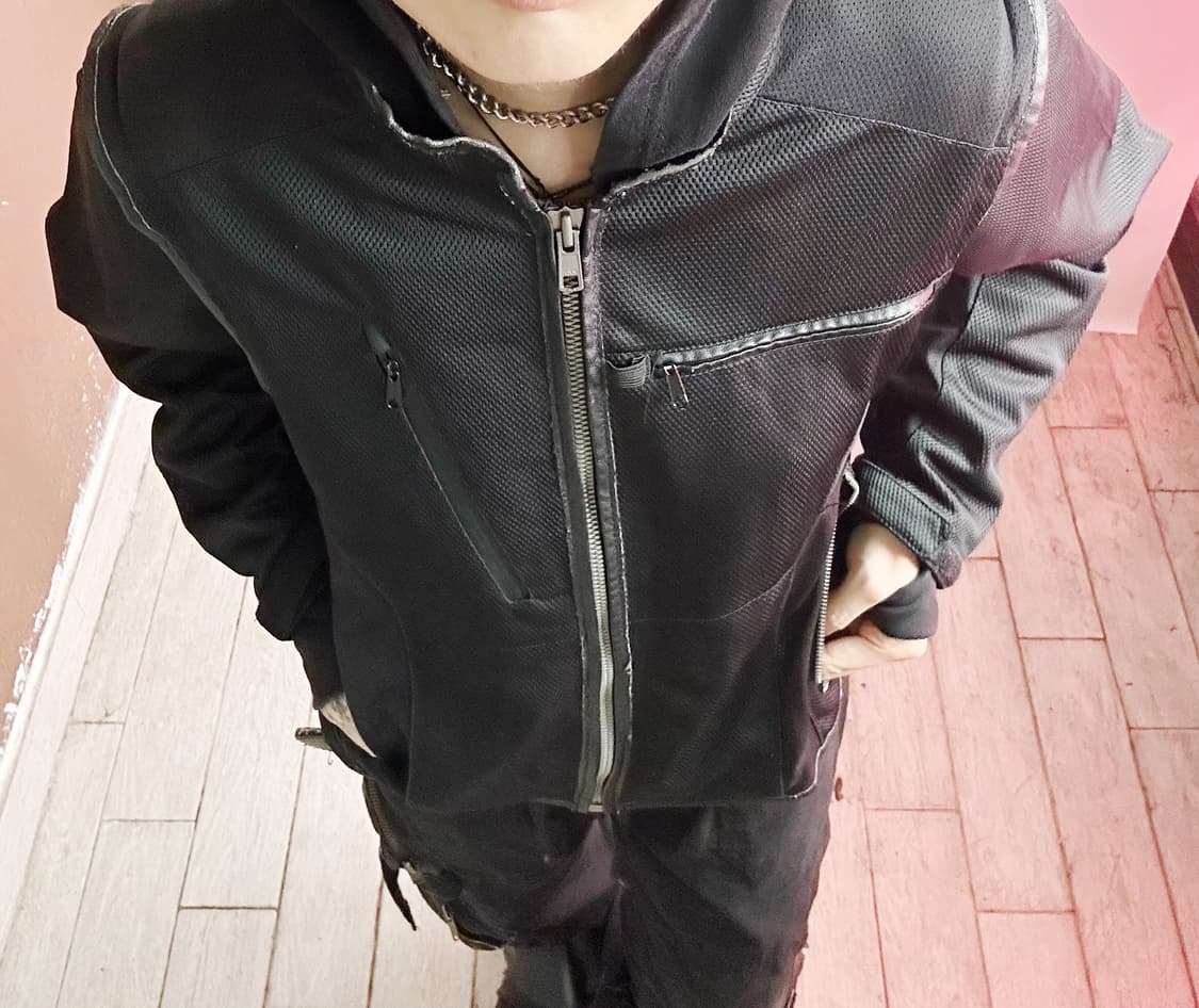 leather line point mesh jacket 상품이미지2