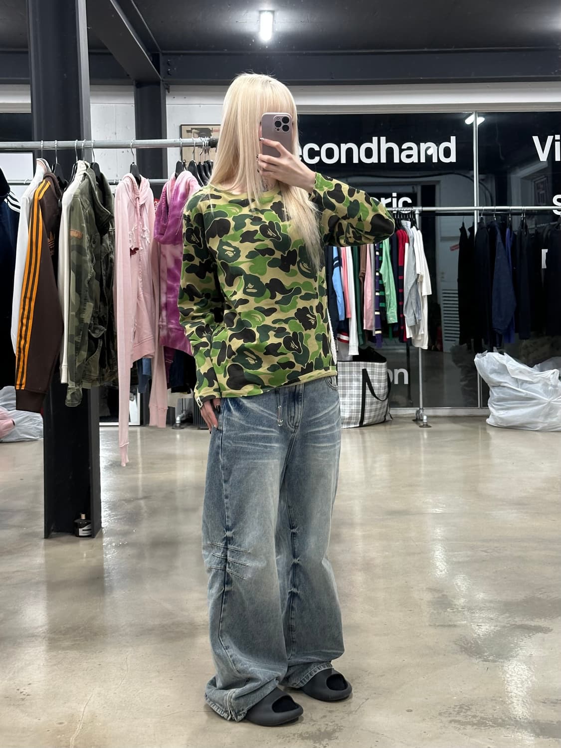 베이프 ABC 그린 카모 긴팔 롱슬리브  상품이미지2