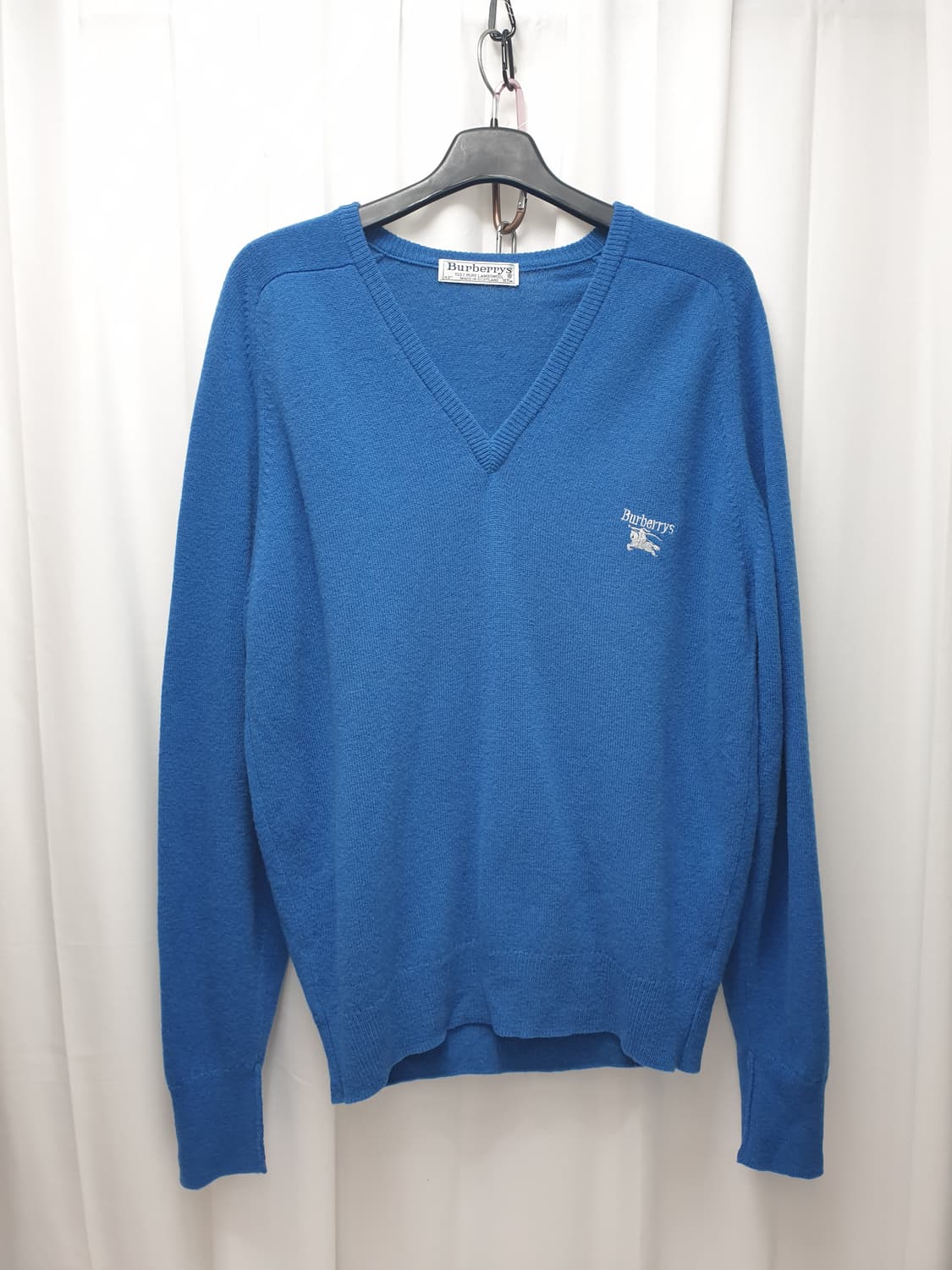 90s 버버리 램스울 브이넥 니트 블루 42 상품이미지1