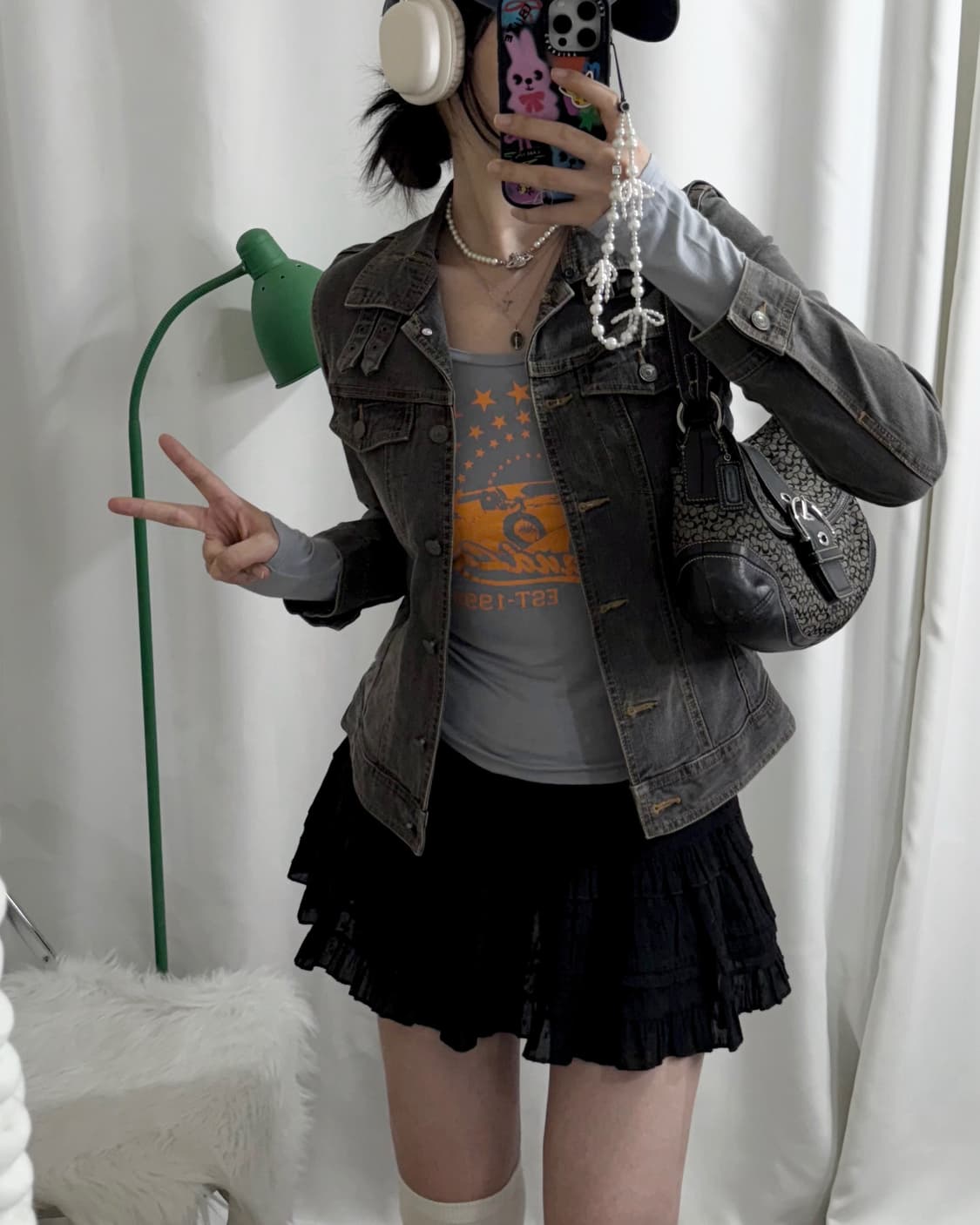 다크 그레이 넥 버클 데님 자켓 상품이미지2