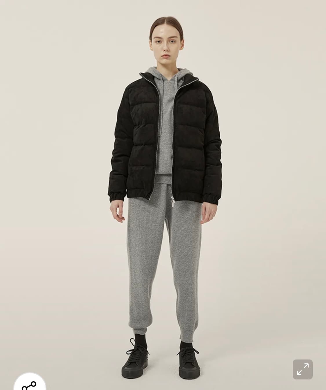 제이리움 스웨이드 구스다운 패딩 (남녀공용) 블랙 M  상품이미지3